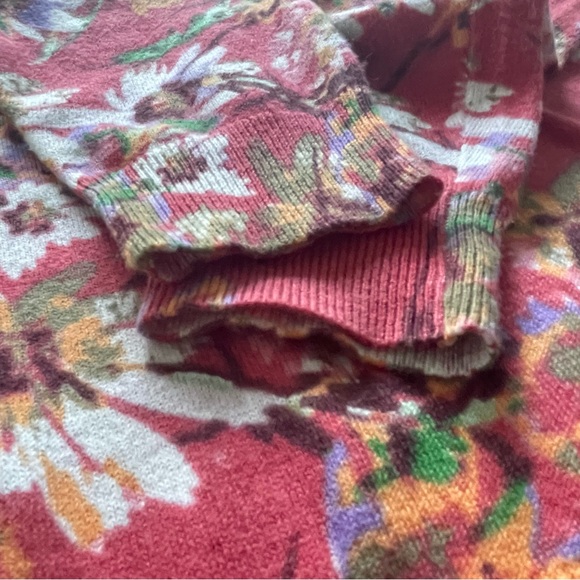 TALBOTS red orange Floral Button-Up long sleeve Cardigan cotton wool blend Sz: S - Picture 6 of 11